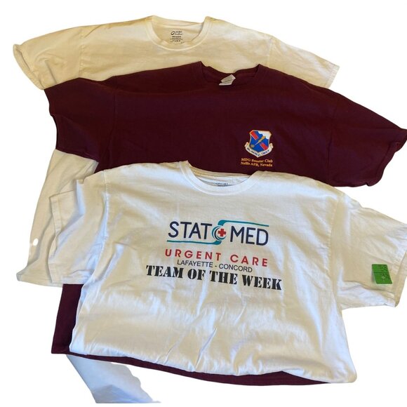 Set Of 3 Gildan Ultra Cotton Graphic T-Shirts In White & Maroon For Men - Picture 1 of 10